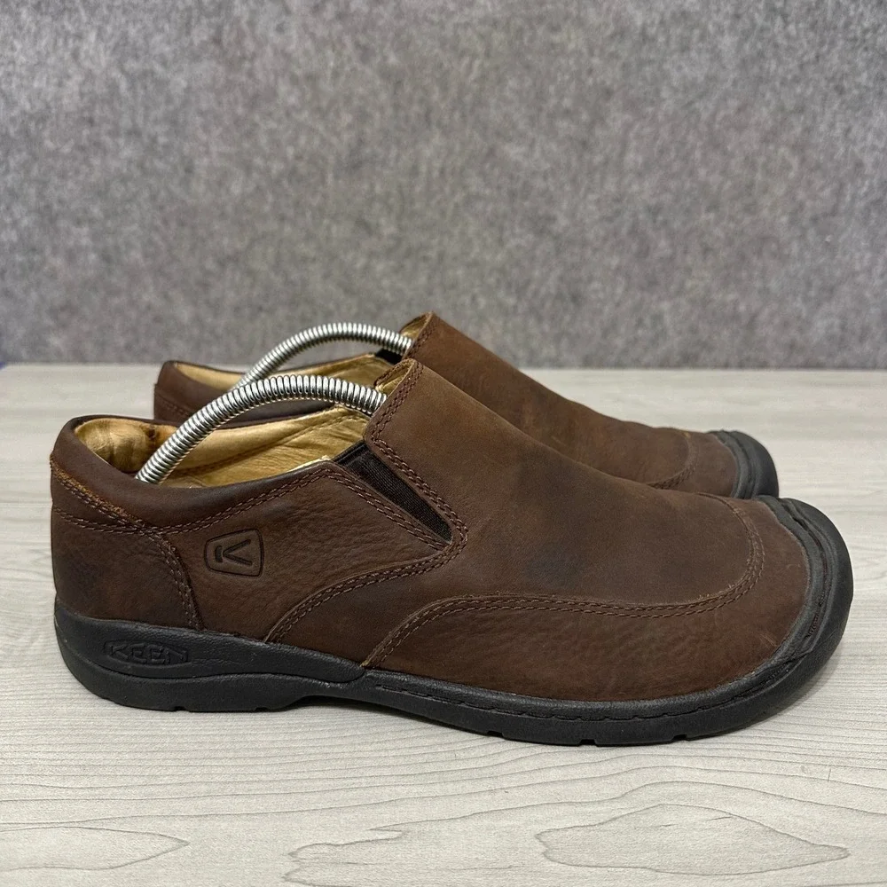 KEEN Targhee III Slip-On Mens 11 Brown Leather Casual Hiking Walking Shoes
